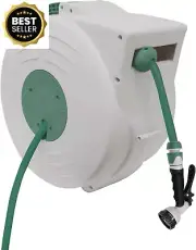 Hills UV Resistant 20m Retractable Water Hose Reel with Nozzle, Auto Retracting