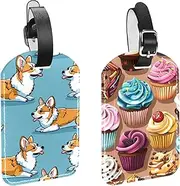 [CWAGFEQZ] 2-Pc Luggage Tags for Suitcases,Travel Tags for Luggage,Cartoon Cupcake Colorful
