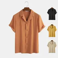 在飛比找ETMall東森購物網優惠-Mens solid color cotton shirt 