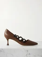 [Manolo Blahnik] Manolo Blahnik - Hokm 50 Cutout Leather Pumps - Dark brown - IT40.5 IT 40.5 Brown