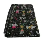 Black Floral Quilt Indian Kantha Bedcover Hippie Vintage Traditional Quilt Queen