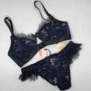 Agent Provocateur Macey Navy Black 34DD/2 Set NWT $1,350 *SALE*