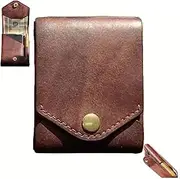 [Generic] Multifunctional Compact Wallet,Handmade Leather Card Holder,Multifunctional Leather Wallet,Handmade Leather Wallet for Men,Slim Minimalist Wallet Leather Built-in Pen Slot (1)