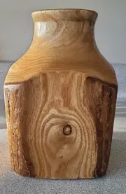 NEW Original square SASSAFRAS WOOD vase with BARK 8.25" x 5" large rim, Rustic