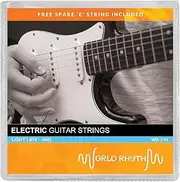 World Rhythm WR-210 Electric Guitar Strings - Light (.010 - .046) Gauge Guitar Strings with Spare High E String