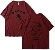 [Kelukes] Unisex Popular K-pop Fans New Album T-Shirt for Women Men Short Sleeve Tops Jisung Hyunjin Minho Concerts Tee Merch, Wine Red-1, 3X-Large