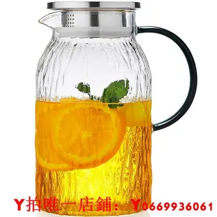 冷水壺玻璃水壺耐高溫透明大容量家用儲水冰箱涼白開水果茶壺套裝