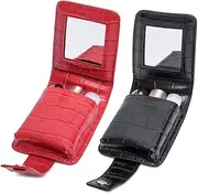 Earnda Makeup Lipstick Case for Outside Mini bag Travel Cosmetic Pouch, Red+Black, Small