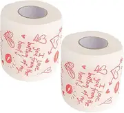 GARVALON Festive Bath Tissue Rolls Valentine's Day Toilet Paper Large Paper Tissue Squares Soft Comfortable for Home Use
