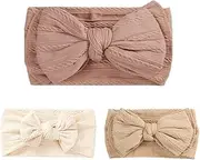 EIHI 3 Pack Baby Headbands for Girls, Nylon Headbands for Babies, Baby Headbands, Elastic Soft Cute Headbands with Bows for Toddler Girls as Baby Photo Accessories