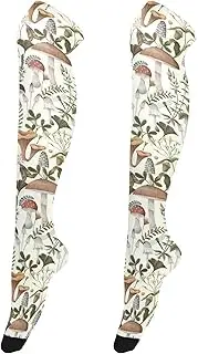 [Caihoyu] Women'S Knee High Socks Elastic Leg Warmers Thigh Highs Socks for Cosplay Autumn Pattern Mushrooms Berries, Autumn Pattern Mushrooms Berries