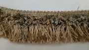 TAUPE LUSH BRUSH TRIM WITH BLUE ACCENTS 2YARD PIECE