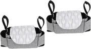 Vaguelly 2pcs Diaper Storage Bag Stroller Organizer Buggy Bag Caddy Nappy Hanging Function