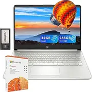 HP Stream 14" HD Laptop, Intel Celeron N4120, 32GB RAM, 288GB Storage (128GB eMMC + 160GB SSD Docking Station Set), Intel UHD Graphics, HD Webcam, WiFi, Bluetooth, 1 Year Office 365, Win 11 S, Silver