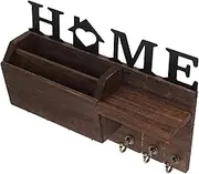 SOPOTUTU Key Holder and Mail Organizer Vintage Wall Mounted Rack for Entryway Decor with Hooks for Keys and Mail Solid Wood Design