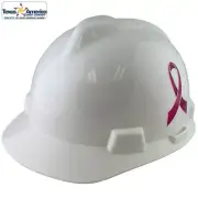 MSA V-Gard Cap Hard Hat Breast Cancer Awareness with Fas-Trac Liner White