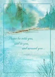 With Sympathy Peace Be With You Lake Pond Cattails Theme Greeting Card