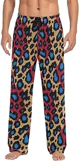 [WOIWB] Men’s Pajama Pants Vivid Leopard Pattern Lounge Pants with Pockets Drawstring Elastic Band Small