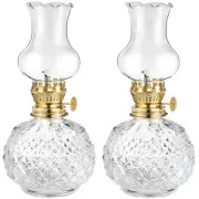2 Pcs Kerosene Solar Lights Outdoor Lamps Lantern Lanterns Oil