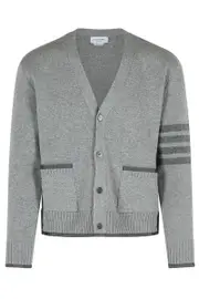 Thom Browne 4-Bar Stripe Cardigan 1,2,3,4,5 light gray