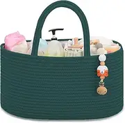 COMSE Baby Diaper Caddy Organizer,Diaper Basket,Baby Car Organizer,Diaper Change Organizer,Portable Tote Bag with Divider,Baby Shower Gifts Newborn Essentials Registry Must Have,Dark Green,Regular