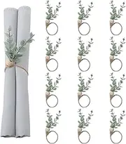 MLURCU Eucalyptus Napkin Rings Set of 12 - Green Leaf Spring Wood Bead Rustic Rings for Christmas, Wedding, Thanksgiving, Easter Table Decoration
