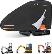 Mini Excavator Cover Fits 3000-4000 lbs Models, 420D Oxford-Fabric Zippered Excavators Cover Compatible with Bobcat E20/Kubota U17/John Deere 17G/Yanmar ViO17, Waterproof UV Dust Snow Rain Protection