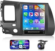 9.7 inch Car Stereo Radio for Honda Civic 2004 2005 2006 2007 2008 2009 2G+64G, Wireless CarPlay/Android Auto, Android 13 Touch Screen Head Unit, GPS Navi/WiFi/Bluetooth/SWC+HD Backup Camera