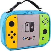 ONTESY Boys Lunch Bag Switch Game Lunch Cooler Thermal Insulated Food Container Waterproof Leather Mini Lunch Pail for Boys Girls Kids Toddlers Teens Men Women for School Pinic (Teal)