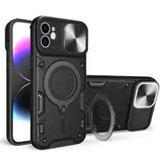 For iPhone 12 Case, Magnetic Support Car Mount Magnetic Military Shell - Black