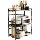 3 Tier Shelf Extendable Microwave Oven Rack Adjustable Bakers Rack for Kitche...