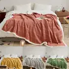 Cotton Knitted Fleece Blanket Fluffy Warm Sofa Bed Throw Rug Nap Couch Blankets
