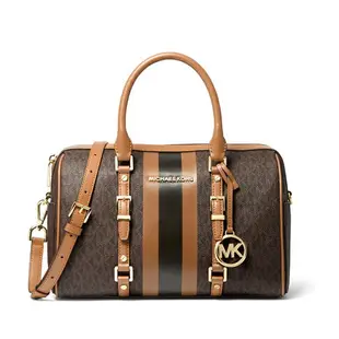 MICHAEL KORS Bedford Travel 中號徽標條紋挎包女士斜挎包 30F9G07S6B ｜母檔限時折$1300★滿$6800贈LAMCOME絕對完美唇膏(日進口 精巧版)【APP下單回饋9%】