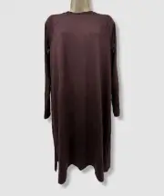 $180 Eileen Fisher Women's Purple Long-Sleeve Mini Shift Dress Size XS