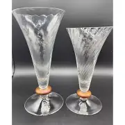 MCM Villeroy & Boch Gallo Design Crystal Swirl Copper Trumpet Vases Set of 2 NWT