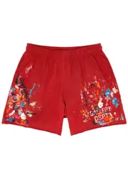 Gallery Dept. Insomnia Paint-splattered Cotton Shorts - Red - M M