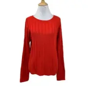 Sanctuary Sweater Womens M Medium Tomato Lillith Wool Blend Crew Neck Pullover