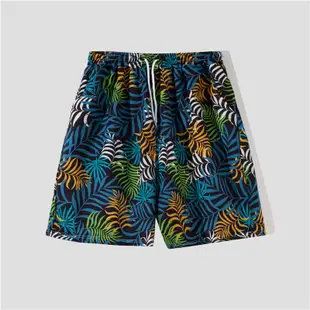 短袖花襯衫男士夏威夷沙灘褲休閒套裝中褲寬鬆情侶旅行度假套裝
