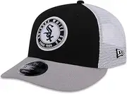New Era Chicago White Sox 9FIFTY Low Profile Circle Patch Classic Trucker Cap, Hat, Black, One Size