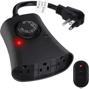 Outdoor Timer with Remote Control - 3 Outlets, Dusk to Dawn, Countdown Timer