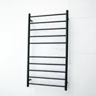 RADIANT Heated Towel Rail/Rack ROUND Bar BLACK - 600 x 1100mm - Bottom RIGHT ...