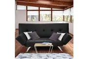Sarantino 3 Seater Faux Leather Sofa Bed Lounge - Black