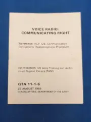 GTA 11-1-6 Voice Radio: Communicating Right Foldout Card August 25 1983 TASC