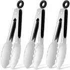 Mini Stainless Steel Kitchen Tongs for Cooking - 7-Inch Small Serving Tongs M...