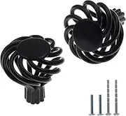 BokWin 6Pcs Birdcage Round Cabinet Knob, 1.3" x 1.5"(D x H) Iron Round Flat Metal Knob for Drawer Dresser Wardrobe with Mounting Screws (Dark Black)