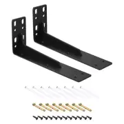 Shelf Brackets, 2Pcs 100x245mm Cold Rolled Steel Floating Shelves Bracket(Black)