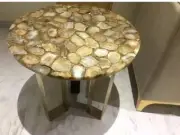 30" Round Brown Agate Stone Sofa Coffee Table Luxury Furniture for Bedroom Decor