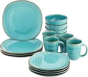 [American Atelier] Round Dinnerware Set | 16-Piece Stoneware Modern Plates & Bowls Sets | Gift Set Includes Dinner Plates, Salad Plates, Bowls, Mugs -Stoneware Dinnerware Set