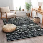Luxury Area Rug for Living Room Bedroom Modern 200x200cm Black White
