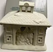 Vtg Partylite Victorian Manor Christmas Candle Tealight House in Bisque P0291